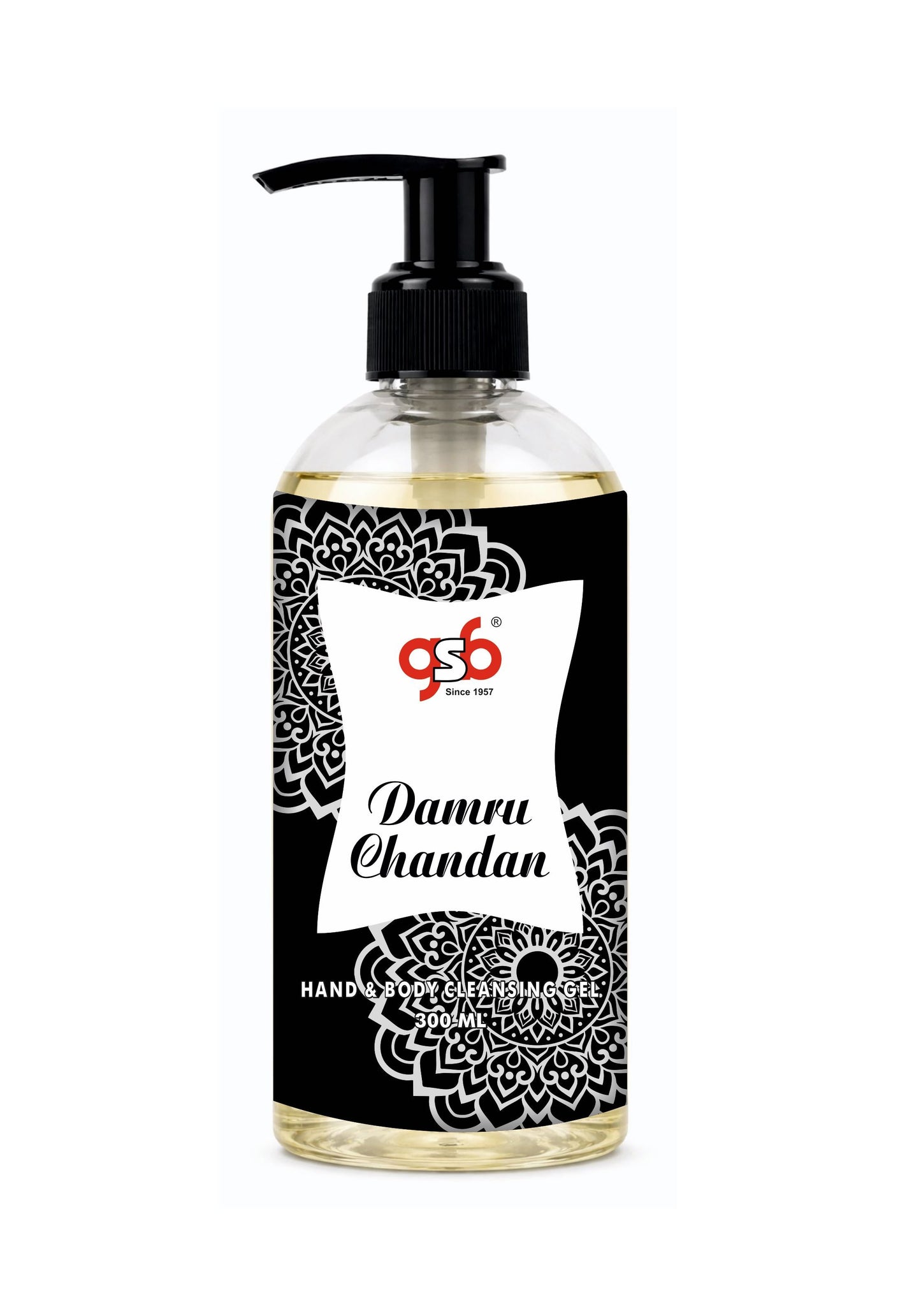 GSB Damru Chandan Hand And Body Cleansing Gel | Luxury Body Wash & Shower Gel With Long Lasting Aroma | No Parabens & Silicones | Suitable for All Skin Types | 300 ml