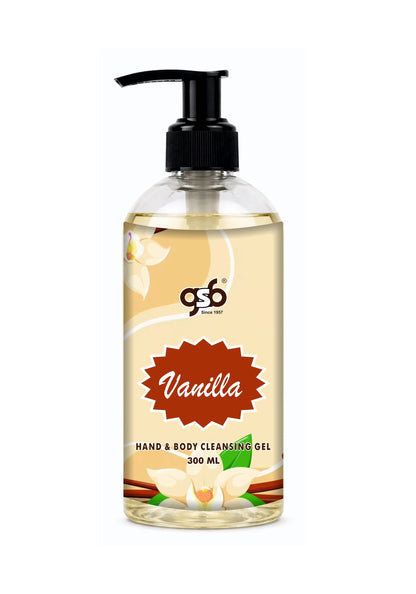 GSB Vanilla Hand And Body Cleansing Gel | Luxury Body Wash & Shower Gel With Long Lasting Aroma | No Parabens & Silicones | Suitable for All Skin Types | 300 ml