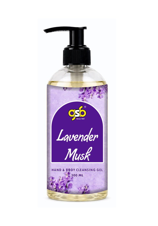 GSB Lavender Musk Hand And Body Cleansing Gel | Luxury Body Wash & Shower Gel With Long Lasting Aroma | No Parabens & Silicones | Suitable for All Skin Types | 300 ml