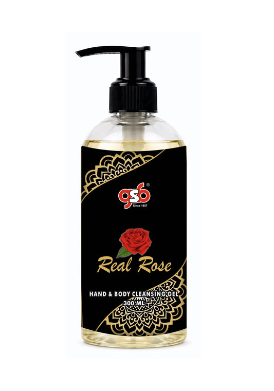 GSB Real Rose Hand And Body Cleansing Gel | Luxury Body Wash & Shower Gel With Long Lasting Aroma | No Parabens & Silicones | Suitable for All Skin Types | 300 ml