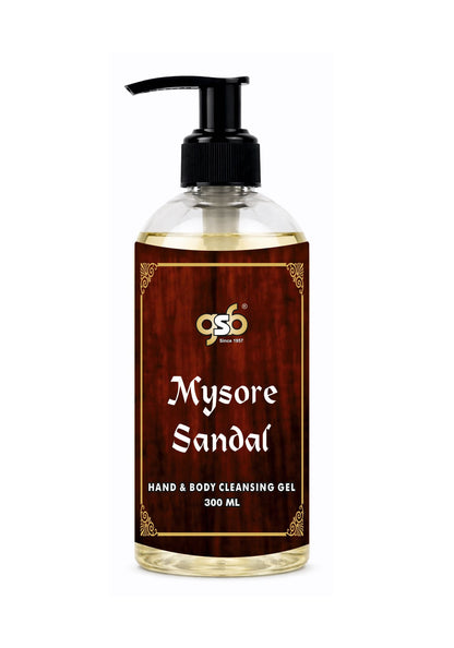 GSB Mysore Sandal Hand And Body Cleansing Gel | Luxury Body Wash & Shower Gel With Long Lasting Aroma | No Parabens & Silicones | Suitable for All Skin Types | 300 ml