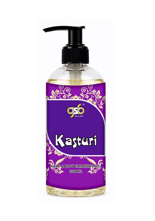 GSB Kasturi Hand And Body Cleansing Gel | Luxury Body Wash & Shower Gel With Long Lasting Aroma | No Parabens & Silicones | Suitable for All Skin Types | 300 ml