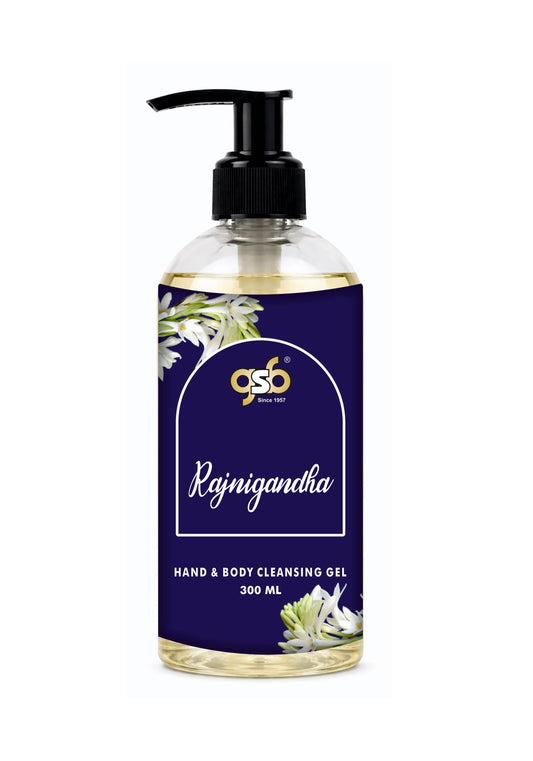 GSB Rajnigandha Hand And Body Cleansing Gel | Luxury Body Wash & Shower Gel With Long Lasting Aroma | No Parabens & Silicones | Suitable for All Skin Types | 300 ml