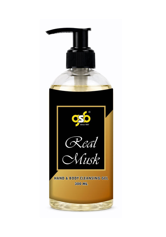 GSB Real Musk Hand And Body Cleansing Gel | Luxury Body Wash & Shower Gel With Long Lasting Aroma | No Parabens & Silicones | Suitable for All Skin Types | 300 ml