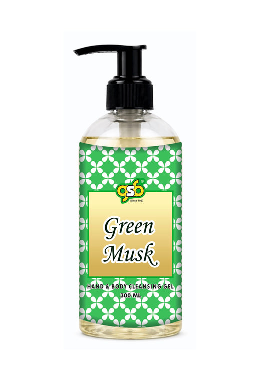 GSB Green Musk Hand And Body Cleansing Gel | Luxury Body Wash & Shower Gel With Long Lasting Aroma | No Parabens & Silicones | Suitable for All Skin Types | 300 ml