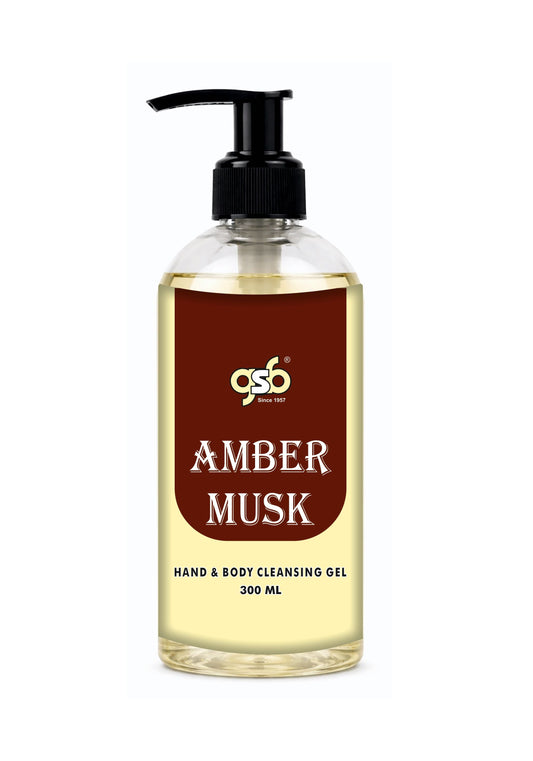 GSB Amber Musk Hand And Body Cleansing Gel | Luxury Body Wash & Shower Gel With Long Lasting Aroma | No Parabens & Silicones | Suitable for All Skin Types | 300 ml