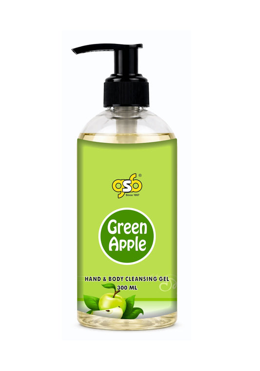 GSB Green Apple Hand And Body Cleansing Gel | Luxury Body Wash & Shower Gel With Long Lasting Aroma | No Parabens & Silicones | Suitable for All Skin Types | 300 ml