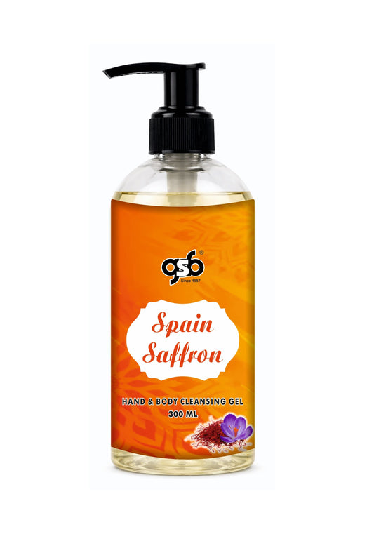 GSB Spain Saffron Hand And Body Cleansing Gel | Luxury Body Wash & Shower Gel With Long Lasting Aroma | No Parabens & Silicones | Suitable for All Skin Types | 300 ml