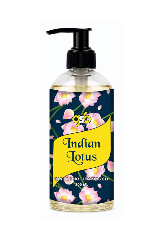 GSB Indian Lotus Hand And Body Cleansing Gel | Luxury Body Wash & Shower Gel With Long Lasting Aroma | No Parabens & Silicones | Suitable for All Skin Types | 300 ml