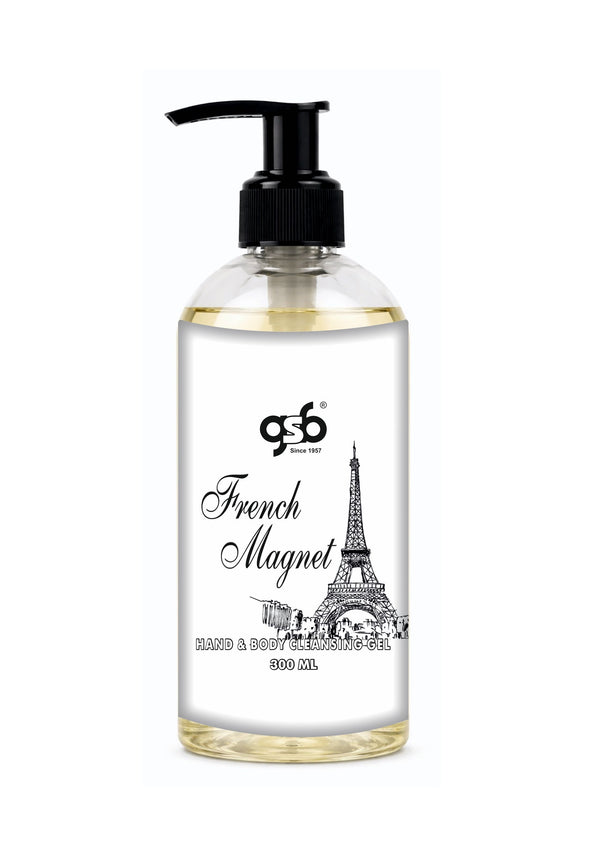 GSB French Magnet Hand And Body Cleansing Gel | Luxury Body Wash & Shower Gel With Long Lasting Aroma | No Parabens & Silicones | Suitable for All Skin Types | 300 ml