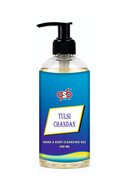 GSB Tulsi Chandan Hand And Body Cleansing Gel | Luxury Body Wash & Shower Gel With Long Lasting Aroma | No Parabens & Silicones | Suitable for All Skin Types | 300 ml