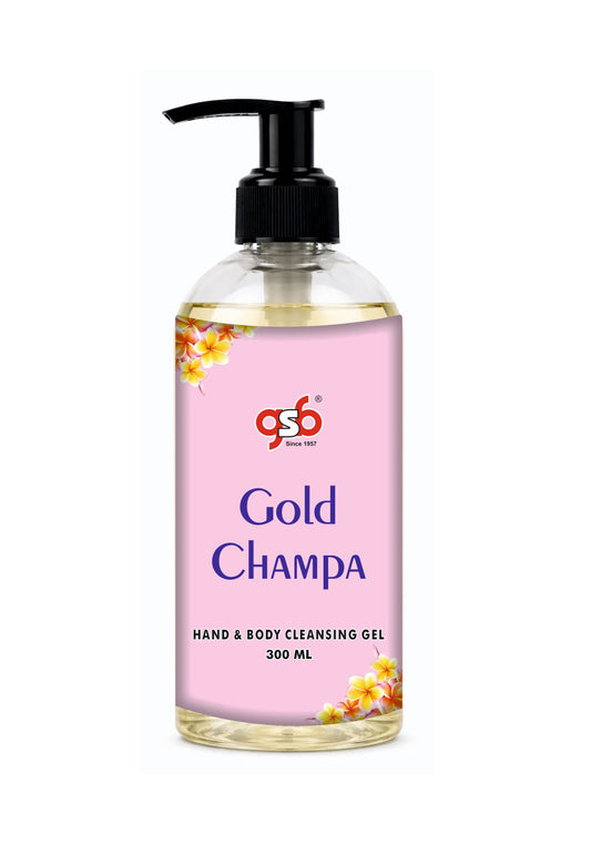 GSB Gold Champa Hand And Body Cleansing Gel | Luxury Body Wash & Shower Gel With Long Lasting Aroma | No Parabens & Silicones | Suitable for All Skin Types | 300 ml