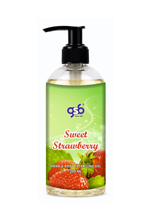 GSB Sweet Strawberry Hand And Body Cleansing Gel | Luxury Body Wash & Shower Gel With Long Lasting Aroma | No Parabens & Silicones | Suitable for All Skin Types | 300 ml