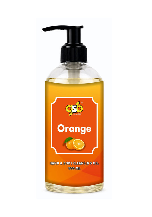 GSB Orange Hand And Body Cleansing Gel | Luxury Body Wash & Shower Gel With Long Lasting Aroma | No Parabens & Silicones | Suitable for All Skin Types | 300 ml