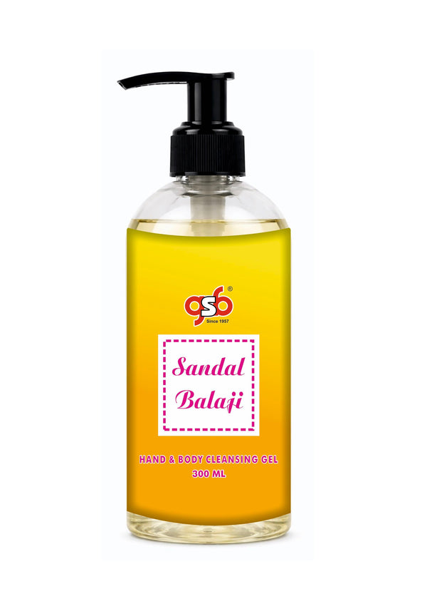 GSB Sandal Balaji Hand And Body Cleansing Gel | Luxury Body Wash & Shower Gel With Long Lasting Aroma | No Parabens & Silicones | Suitable for All Skin Types | 300 ml