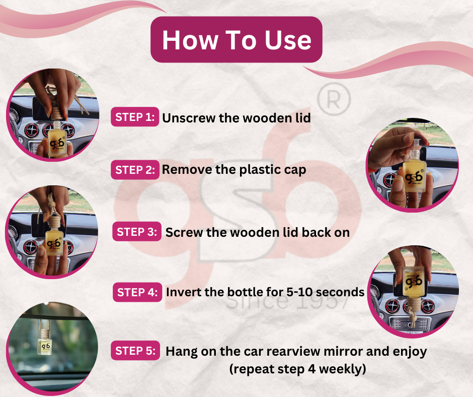 GSB Platinum Ice Hanging Car Air Freshener Inspired From Vitorcia Secret Platinum Ice | Natural Fragrance In Glass Bottle With Wooden Diffuser Lid | 10 Ml