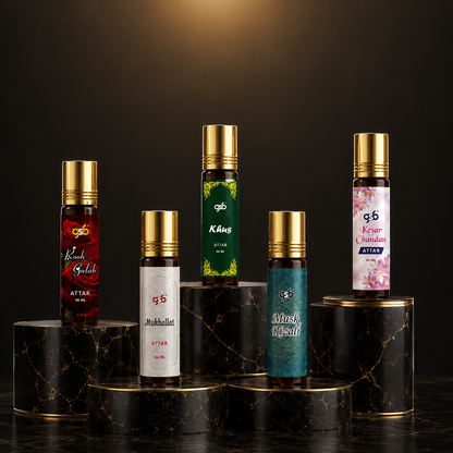 GSB Classic Attar Collection Sample Pack of 5 | Traditional Luxury Fragrances | Long Lasting | Unisex