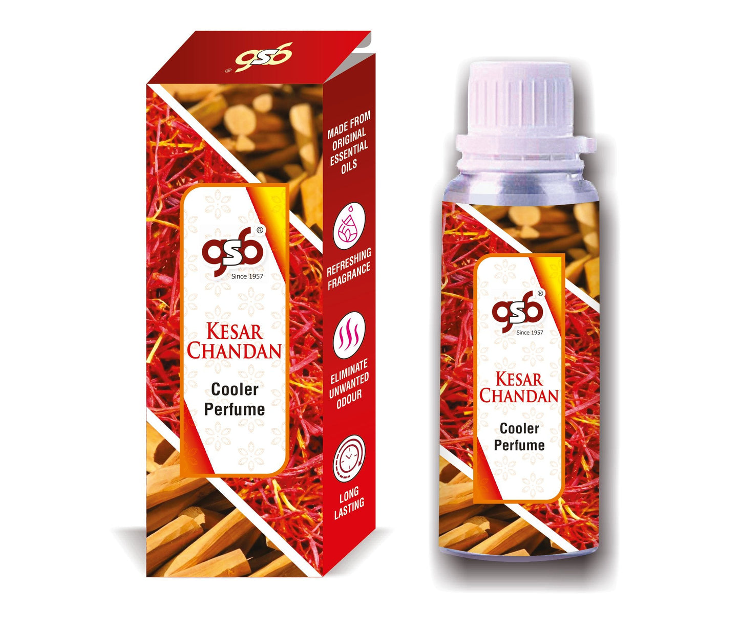 GSB Kesar Chandan Cooler Perfume | Long Lasting | Alcohol Free | Cooler Spray | Cooler Attar | Cooler Essential Oil | Natural And Real Fragrance