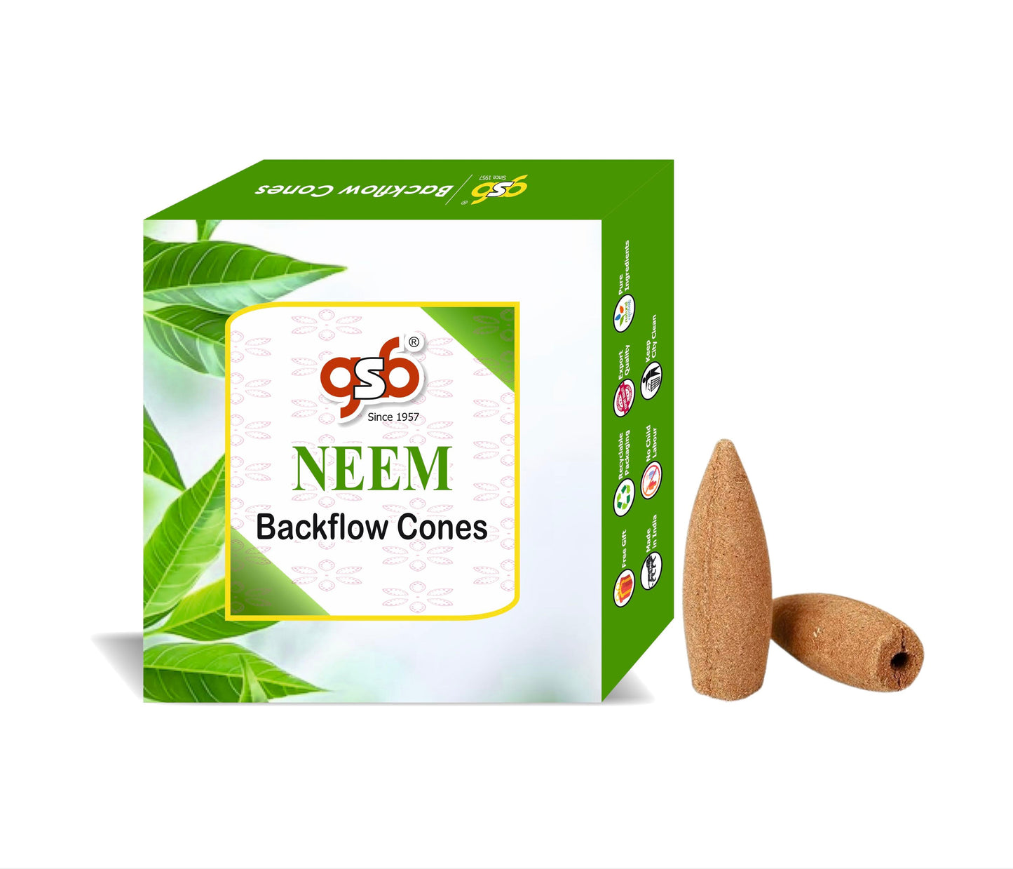 GSB Neem Premium Backflow Cones | Best For Smoke Fountain | Backflow Cone | No Charcoal | No Bamboo