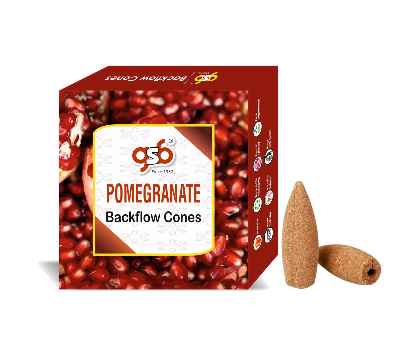 GSB Pomegranate Premium Backflow Cones | Best For Smoke Fountain | Backflow Cone | No Charcoal | No Bamboo