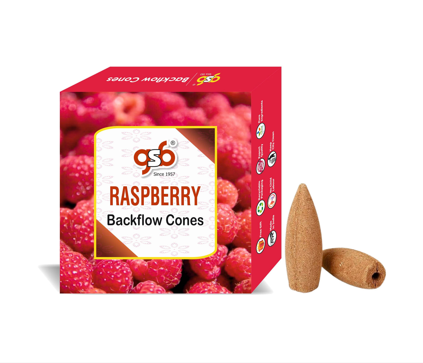 GSB Raspberry Premium Backflow Cones | Best For Smoke Fountain | Backflow Cone | No Charcoal | No Bamboo