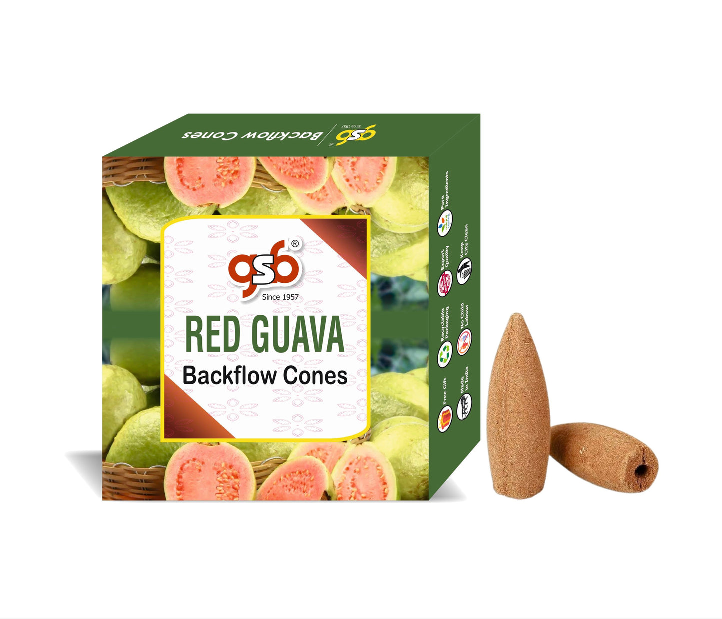 GSB Red Guava Premium Backflow Cones | Best For Smoke Fountain | Backflow Cone | No Charcoal | No Bamboo