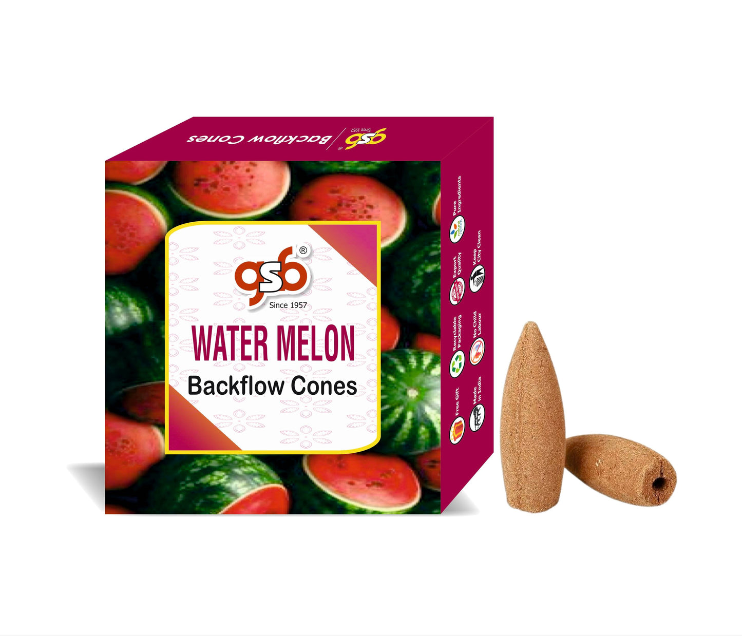GSB Watermelon Premium Backflow Cones | Best For Smoke Fountain | Backflow Cone | No Charcoal | No Bamboo