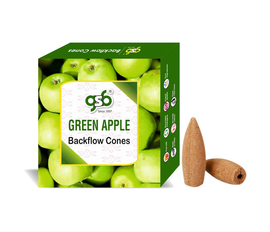 GSB Green Apple Premium Backflow Cones | Best For Smoke Fountain | Backflow Cone | No Charcoal | No Bamboo