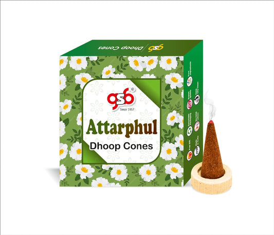 GSB Attarphul Premium Dhoop Cones with Stand Holder in Box | Dhoop Cones | No Charcoal | No Bamboo