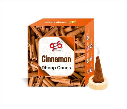 GSB Cinnamon Premium Dhoop Cones with Stand Holder in Box | Dhoop Cones | No Charcoal | No Bamboo