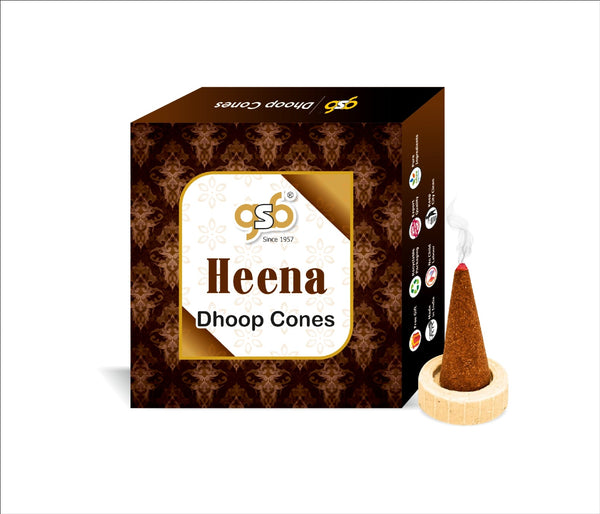 GSB Heena Premium Dhoop Cones with Stand Holder in Box | Dhoop Cones | No Charcoal | No Bamboo