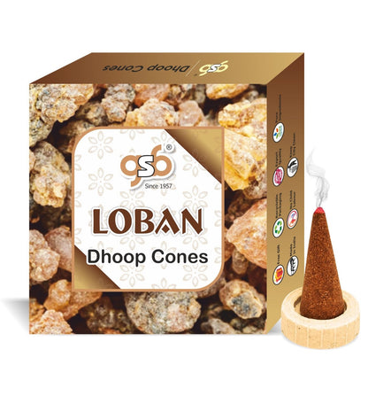 GSB Loban Premium Dhoop Cones with Stand Holder in Box | Dhoop Cone | No Charcoal | No Bamboo