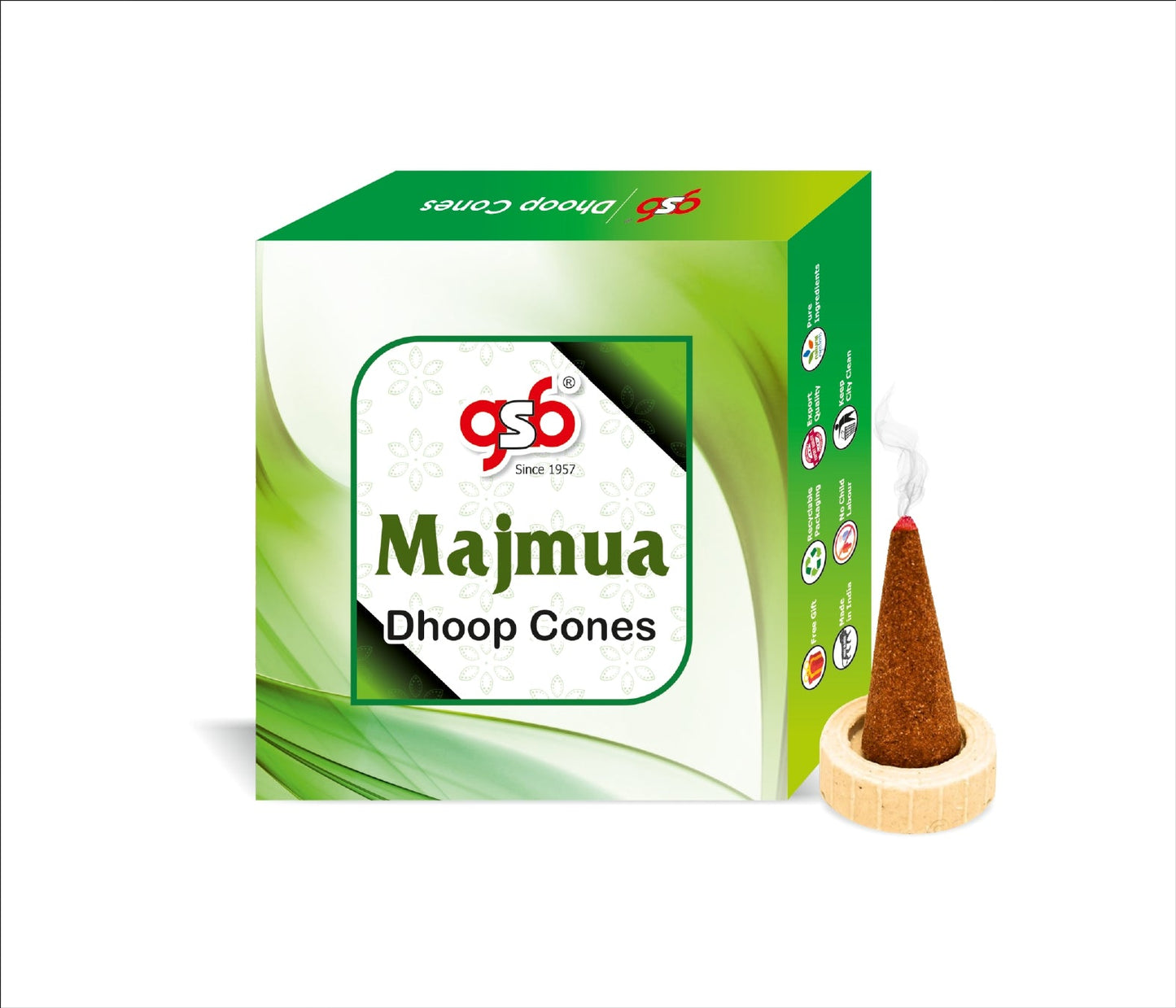 GSB Majmua Premium Dhoop Cones with Stand Holder in Box | Dhoop Cones | No Charcoal | No Bamboo