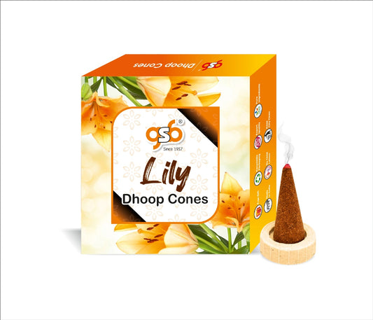 GSB Lily Premium Dhoop Cones with Stand Holder in Box | Dhoop Cones | No Charcoal | No Bamboo