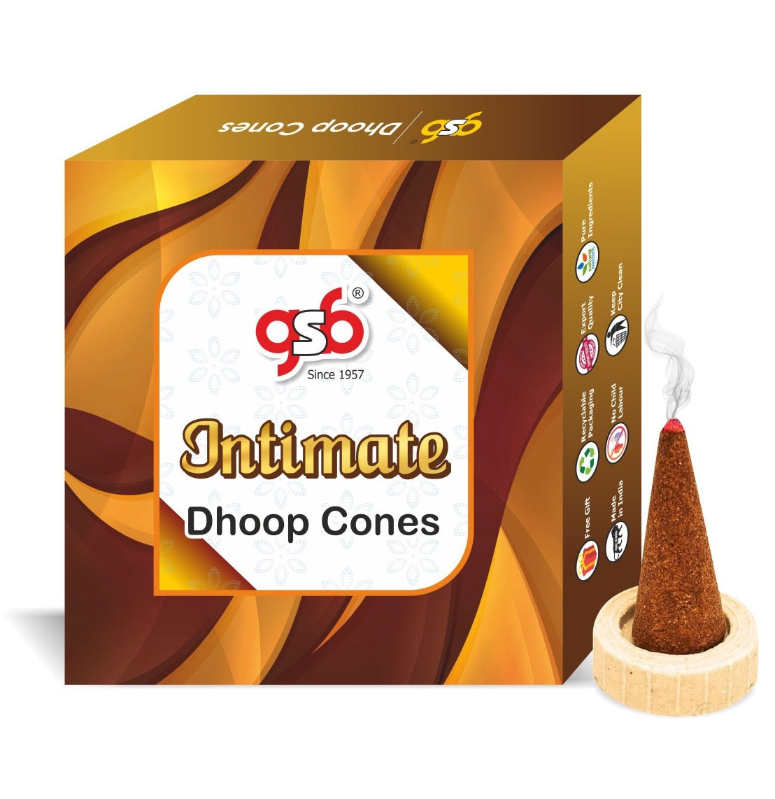 GSB Intimate Premium Dhoop Cones with Stand Holder in Box | Dhoop Cone | No Charcoal | No Bamboo