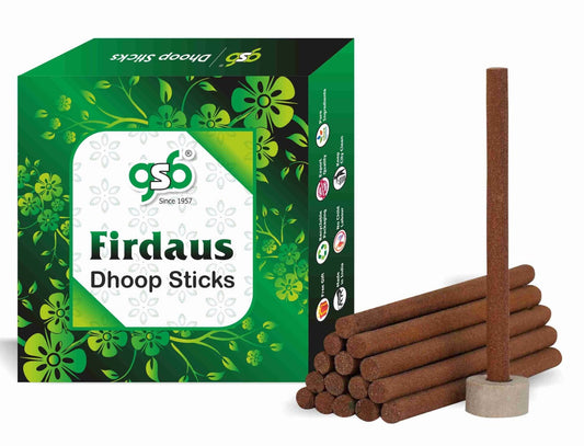 GSB Firdaus Premium Dhoop Sticks with Stand Holder in Box. | Dhoop Batti | No Charcoal | No Bamboo