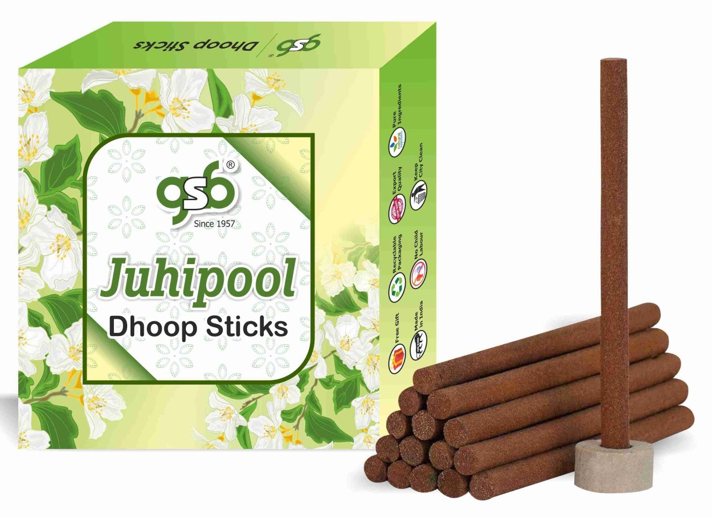 GSB Juhiphul Premium Dhoop Sticks with Stand Holder in Box. | Dhoop Batti | No Charcoal | No Bamboo