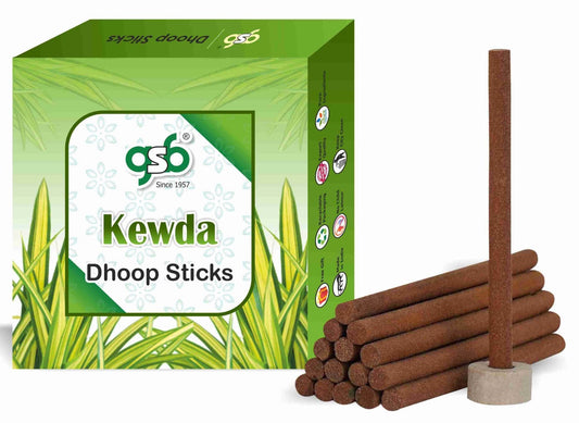 GSB Kewda Premium Dhoop Sticks with Stand Holder in Box. | Dhoop Batti | No Charcoal | No Bamboo