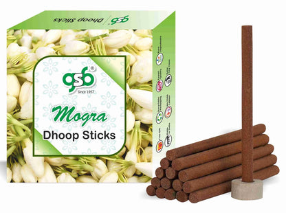 GSB Mogra Premium Dhoop Sticks with Stand Holder in Box. | Dhoop Batti | No Charcoal | No Bamboo