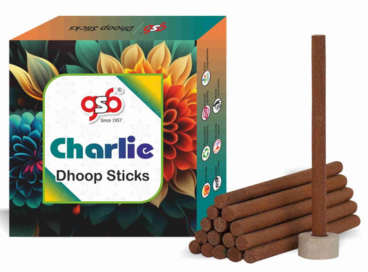 GSB Charlie Premium Dhoop Sticks with Stand Holder in Box. | Dhoop Batti | No Charcoal | No Bamboo