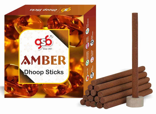 GSB Amber Premium Dhoop Sticks with Stand Holder in Box. | Dhoop Batti | No Charcoal | No Bamboo