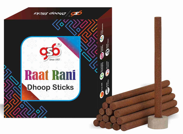 GSB Raat Rani Premium Dhoop Sticks with Stand Holder in Box. | Dhoop Batti | No Charcoal | No Bamboo