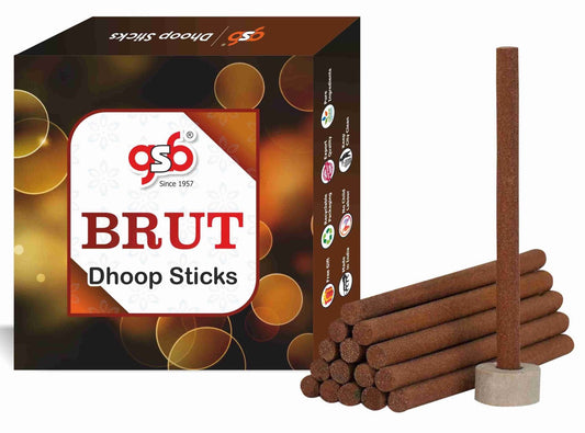 GSB Brut Premium Dhoop Sticks with Stand Holder in Box. | Dhoop Batti | No Charcoal | No Bamboo