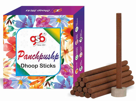 GSB Panchpushp Premium Dhoop Sticks with Stand Holder in Box. | Dhoop Batti | No Charcoal | No Bamboo