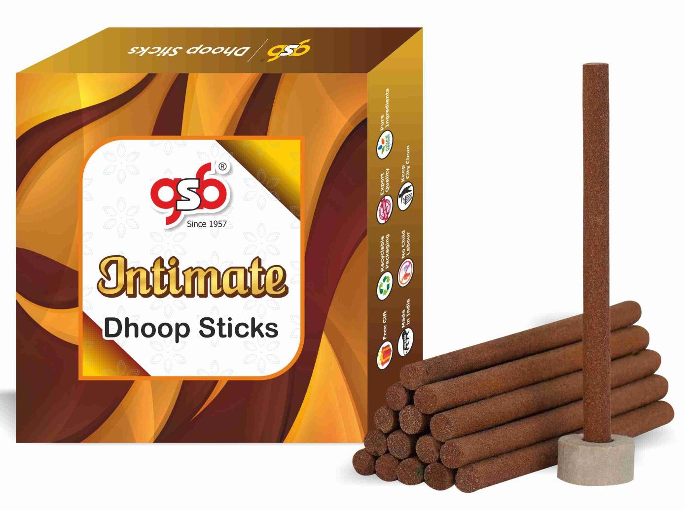 GSB Intimate Premium Dhoop Sticks with Stand Holder in Box. | Dhoop Batti | No Charcoal | No Bamboo