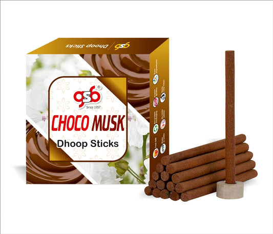 GSB Choco Musk Premium Dhoop Sticks with Stand Holder in Box. | Dhoop Sticks | No Charcoal | No Bamboo