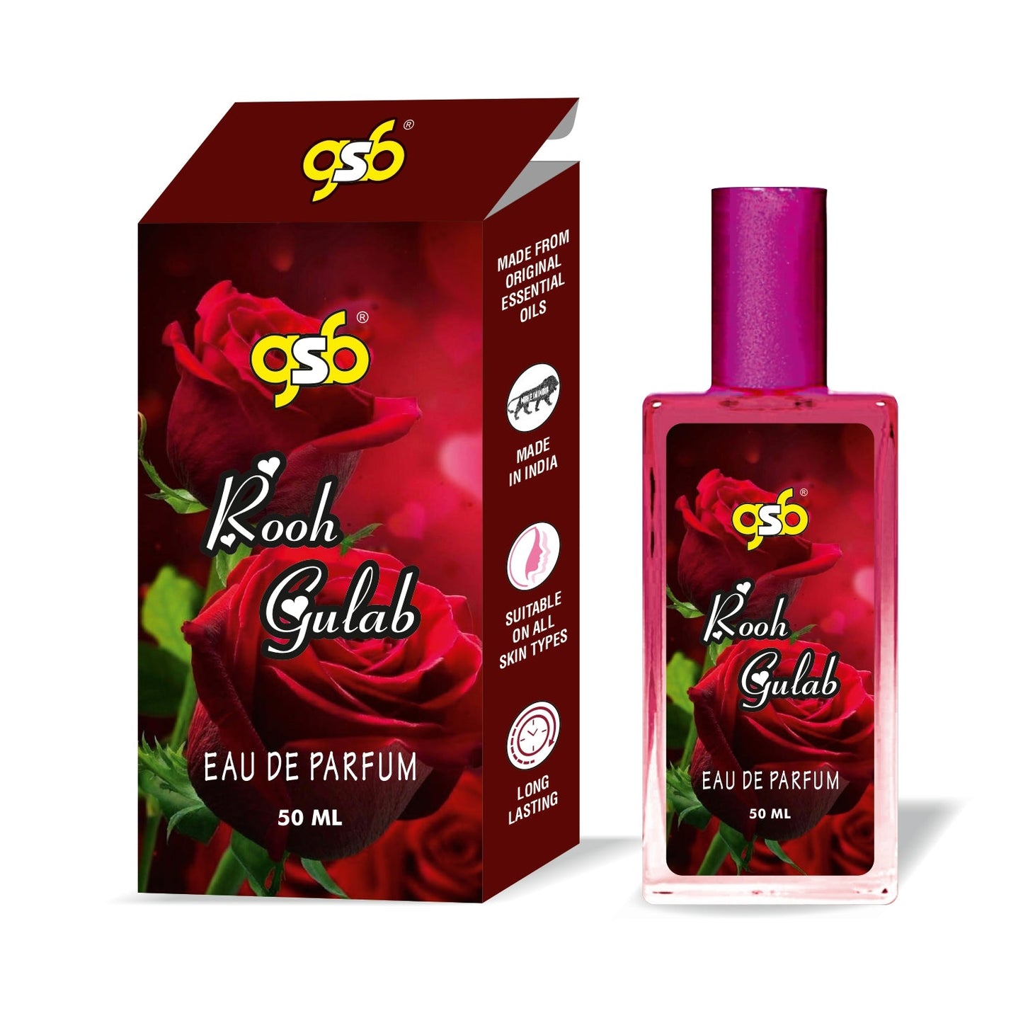 GSB Rooh Gulab Eau De Parfum | EDP Spray For Men & Women | Luxury Perfume | Long Lasting | Suitable On All Occasions | 50 ML