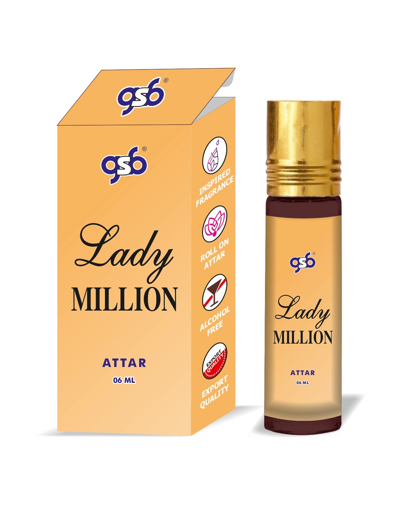 GSB Lady Million Attar Inspired From Pcao Rbbane Lady Million | Clone Fragrance | Perfume Roll On | Alcohol Free | Long Lasting | Unisex