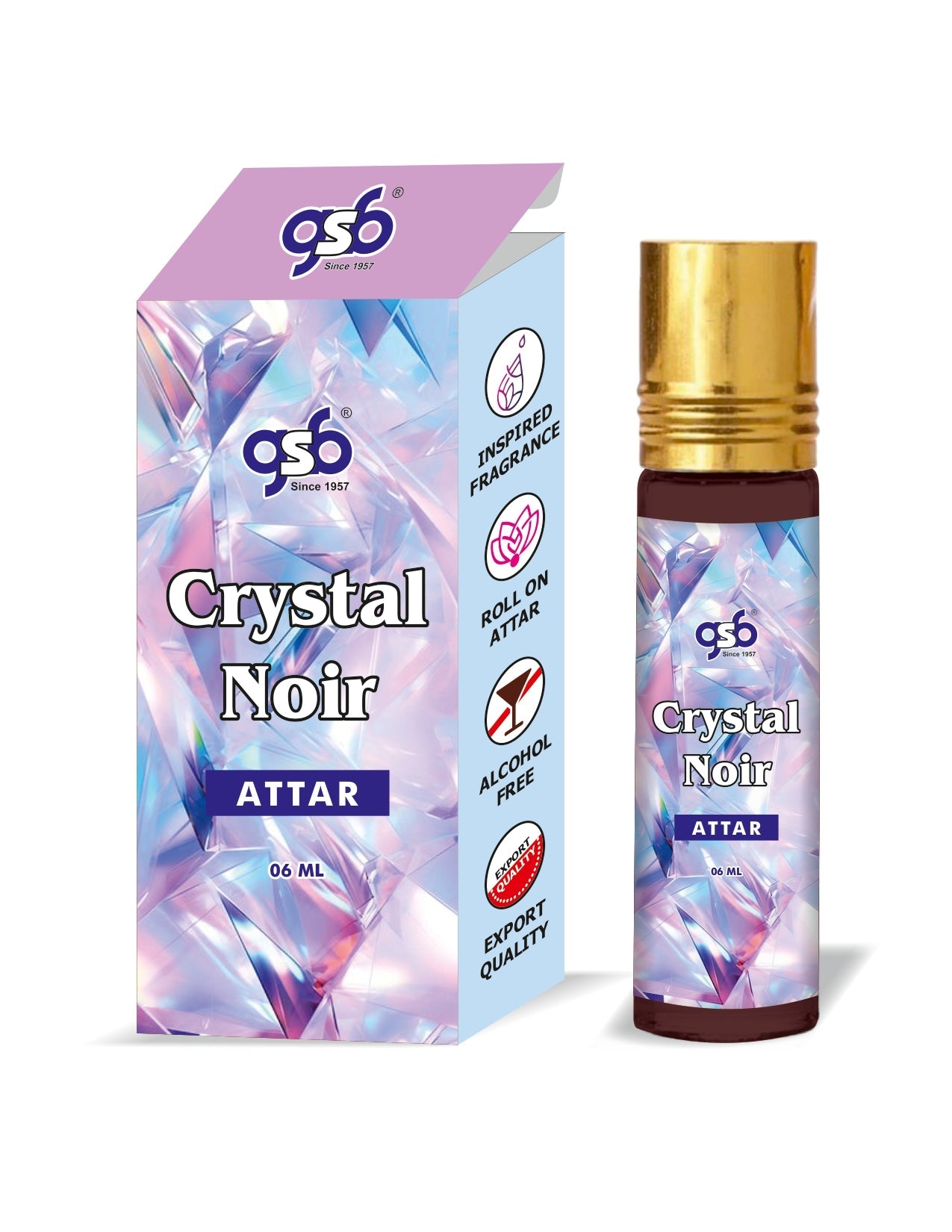 GSB Crystal Noir Attar Inspired From Vresace Crystal Noir | Clone Fragrance | Perfume Roll On | Alcohol Free | Long Lasting | Unisex