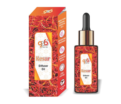 GSB Kesar Diffuser Oil | Used In Reed Diffuser, Candle Burner, Electric Diffuser, Humidifiers and Air Revitalizer | Aromatherapy Oil